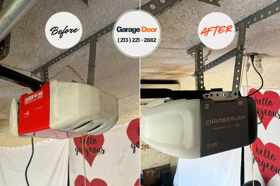 Before and after: garage door repair Lowesville, NC